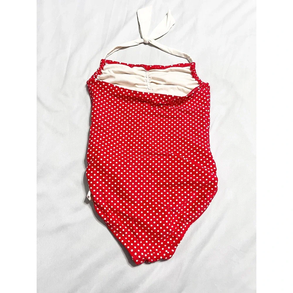 Juicy Couture Beach‎ Baby Girls Red Polka Dot Halter One Piece Swimsuit Size 10